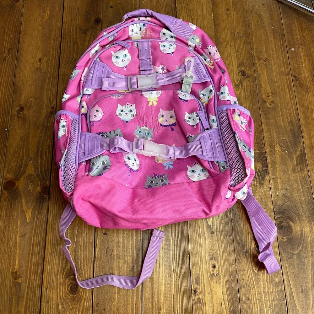 Pottery Barn Kids Mackenzie large back pack pink cat print